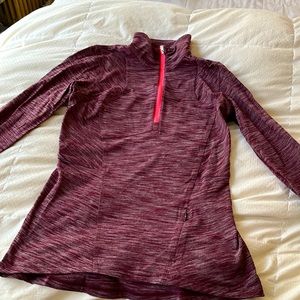 Lululemon Burgundy and grey Rulu half zip sweater with zippered pocket